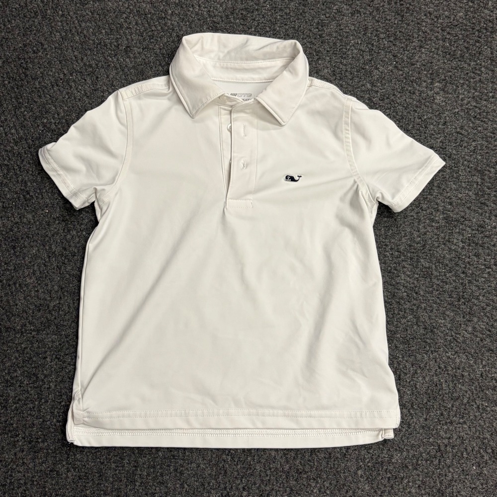 Vineyard Vines Boys On-The-Go Sankaty Polo White Short Sleeve Shirt Size 5